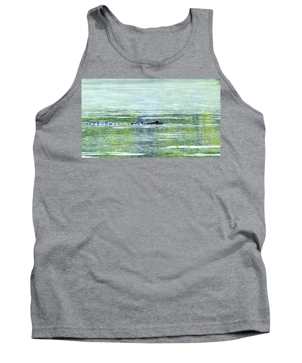 Alligator Tank Top featuring the photograph Floating Alligator by Travis Rogers