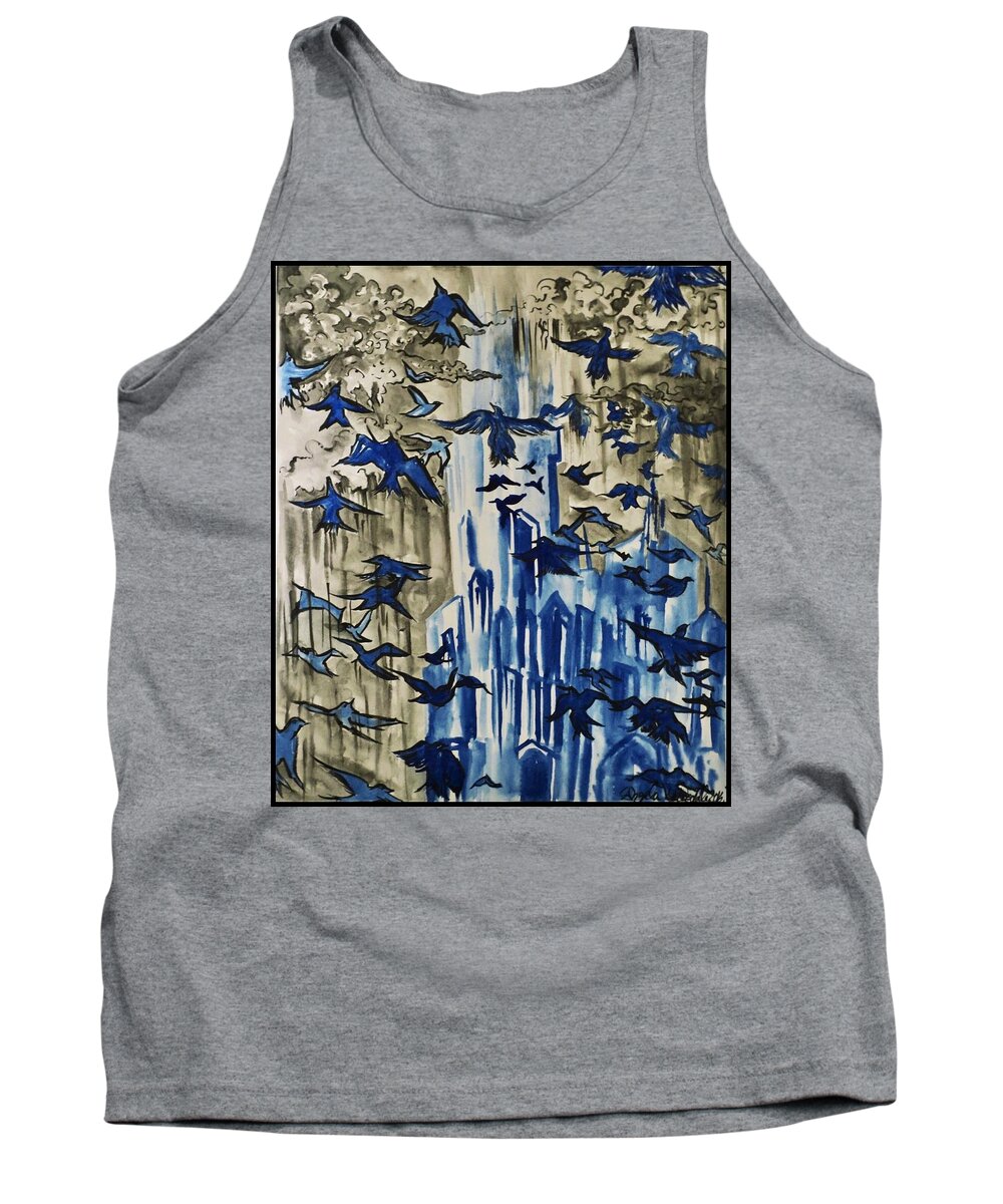 Birds Tank Top featuring the drawing Flock by Angela Weddle