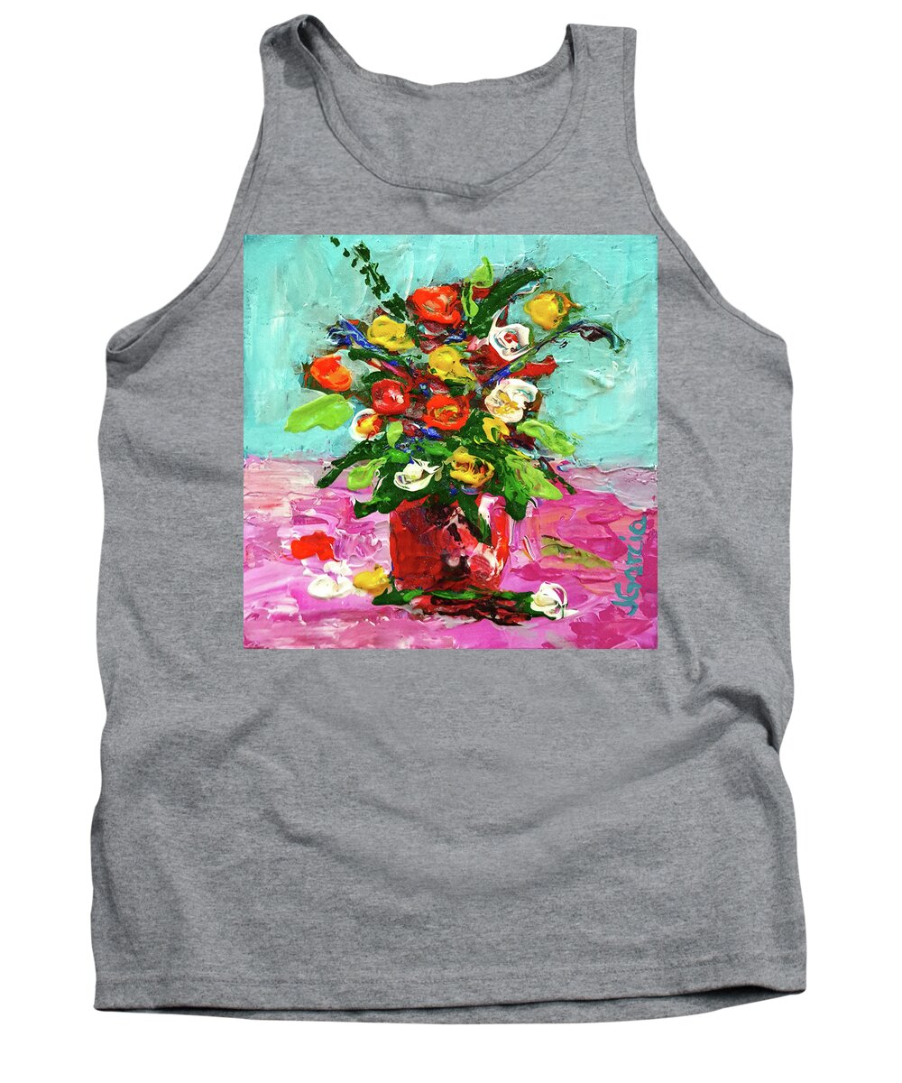 Floral Tank Top featuring the painting Floral Arrangement by Janet Garcia