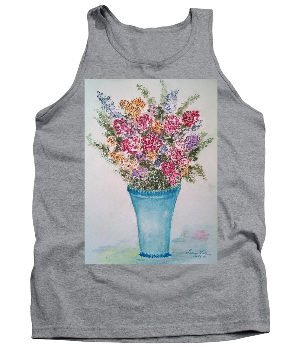 Floral Tank Top featuring the painting Floral Inked by Susan Nielsen