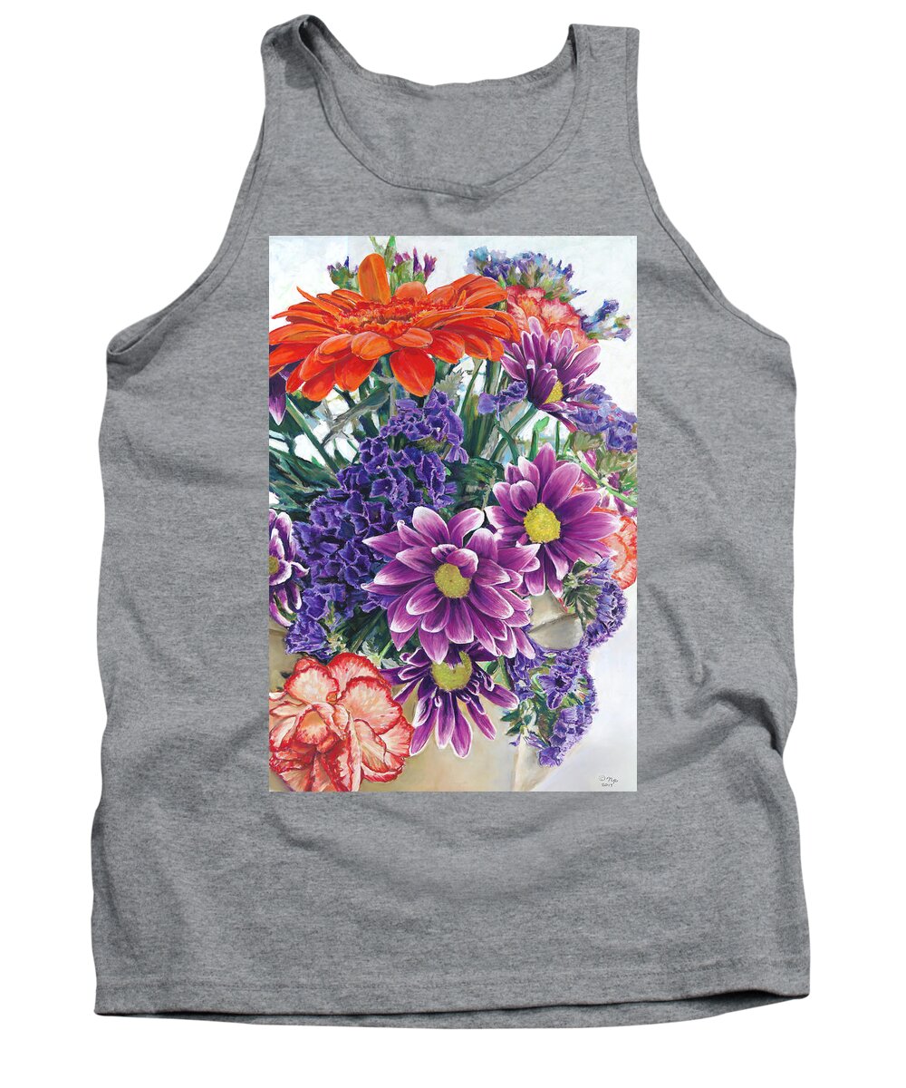 Birdseye Art Studio Tank Top featuring the painting Flowers from Daughter by Nick Payne