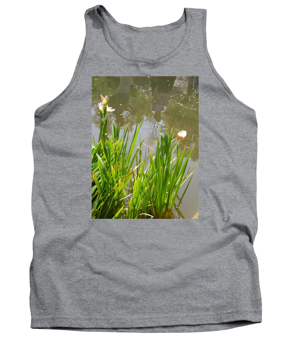 Flowers In The Water Tank Top featuring the painting Flowers in the Water by Esther Newman-Cohen