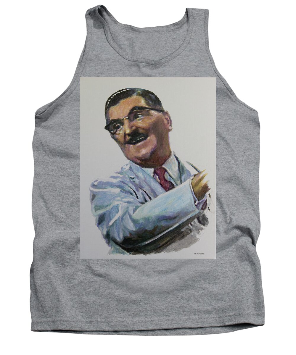 Andy Griffith Show Tank Top featuring the painting Floyd the barber in color by Tommy Midyette
