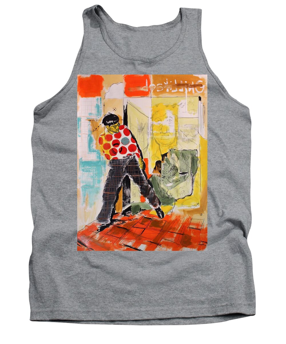 Expressive Tank Top featuring the mixed media Flux by Aort Reed