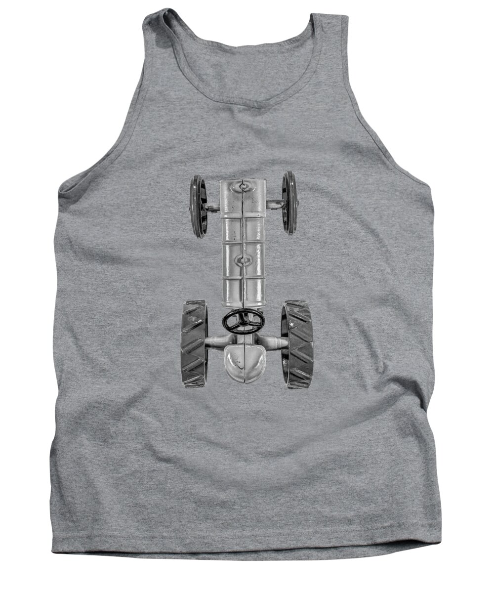 Antique Tank Top featuring the photograph Fordson Tractor Top BW by YoPedro