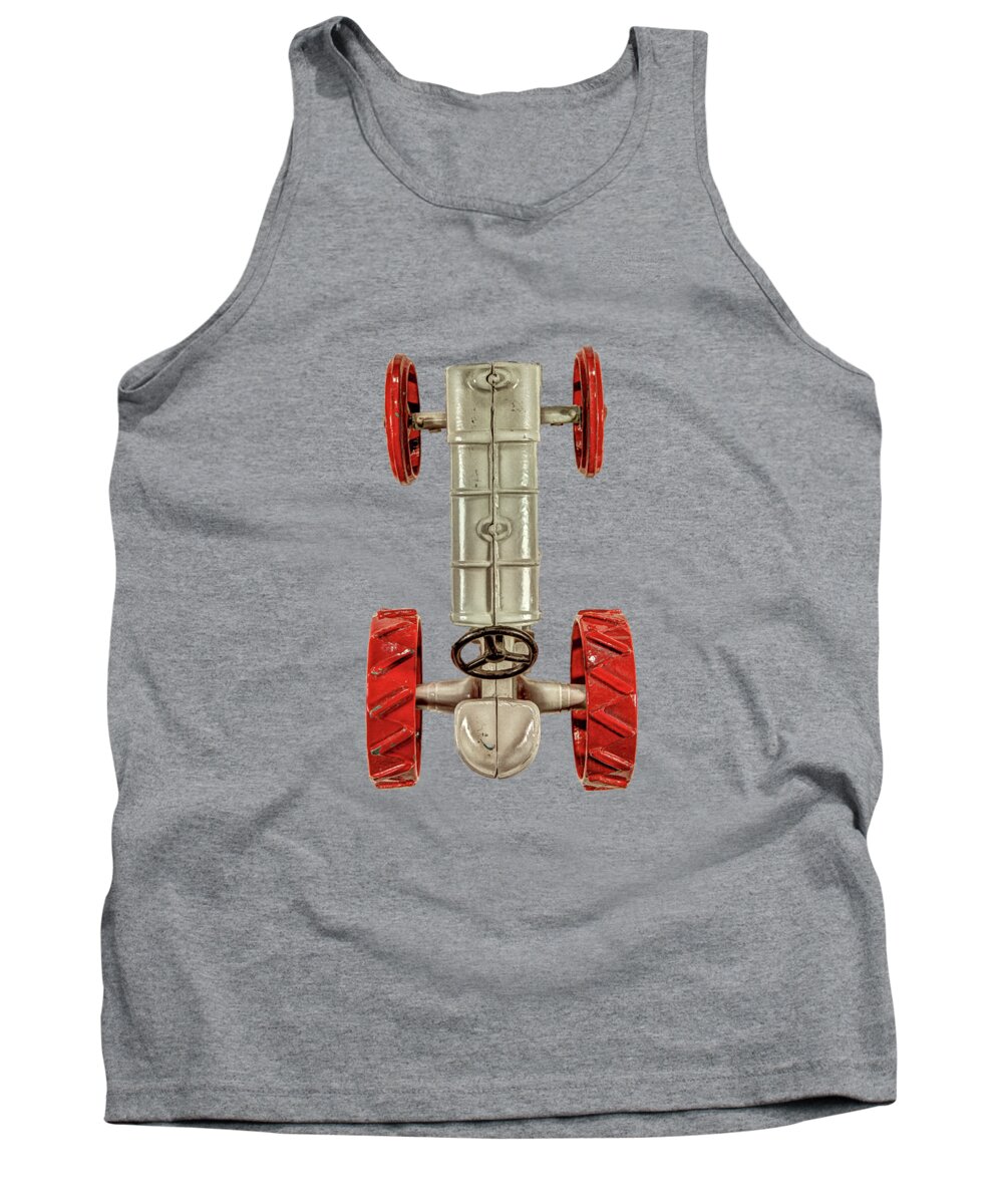 Antique Tank Top featuring the photograph Fordson Tractor Top on Black by YoPedro