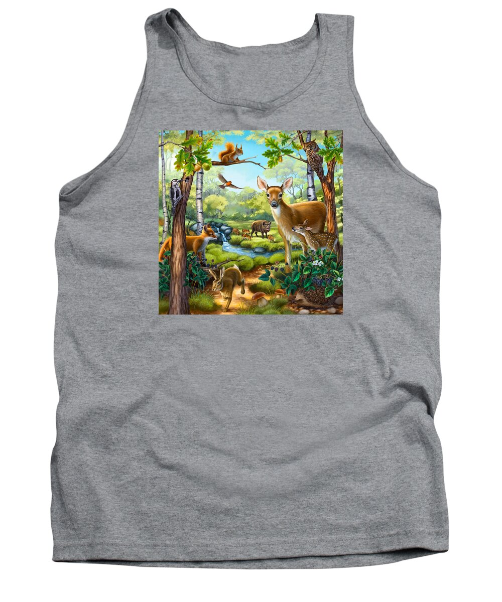 Forest Tank Top featuring the painting Forest Animals by Anne Wertheim
