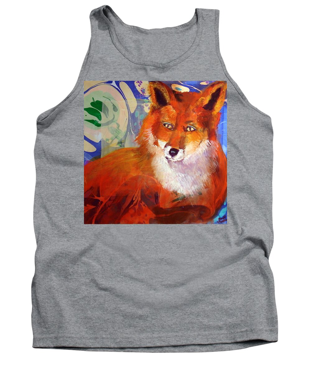 Mixed Media Tank Top featuring the mixed media Forest Fox by Buff Holtman
