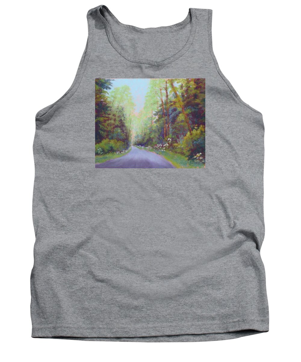 Landscape Tank Top featuring the painting Forest Road by Nancy Jolley