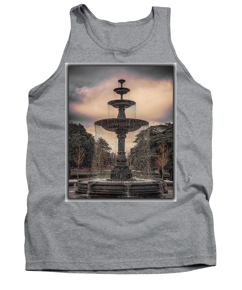 Fountain Tank Top featuring the photograph Fountain at Sunset by Thomas Fields