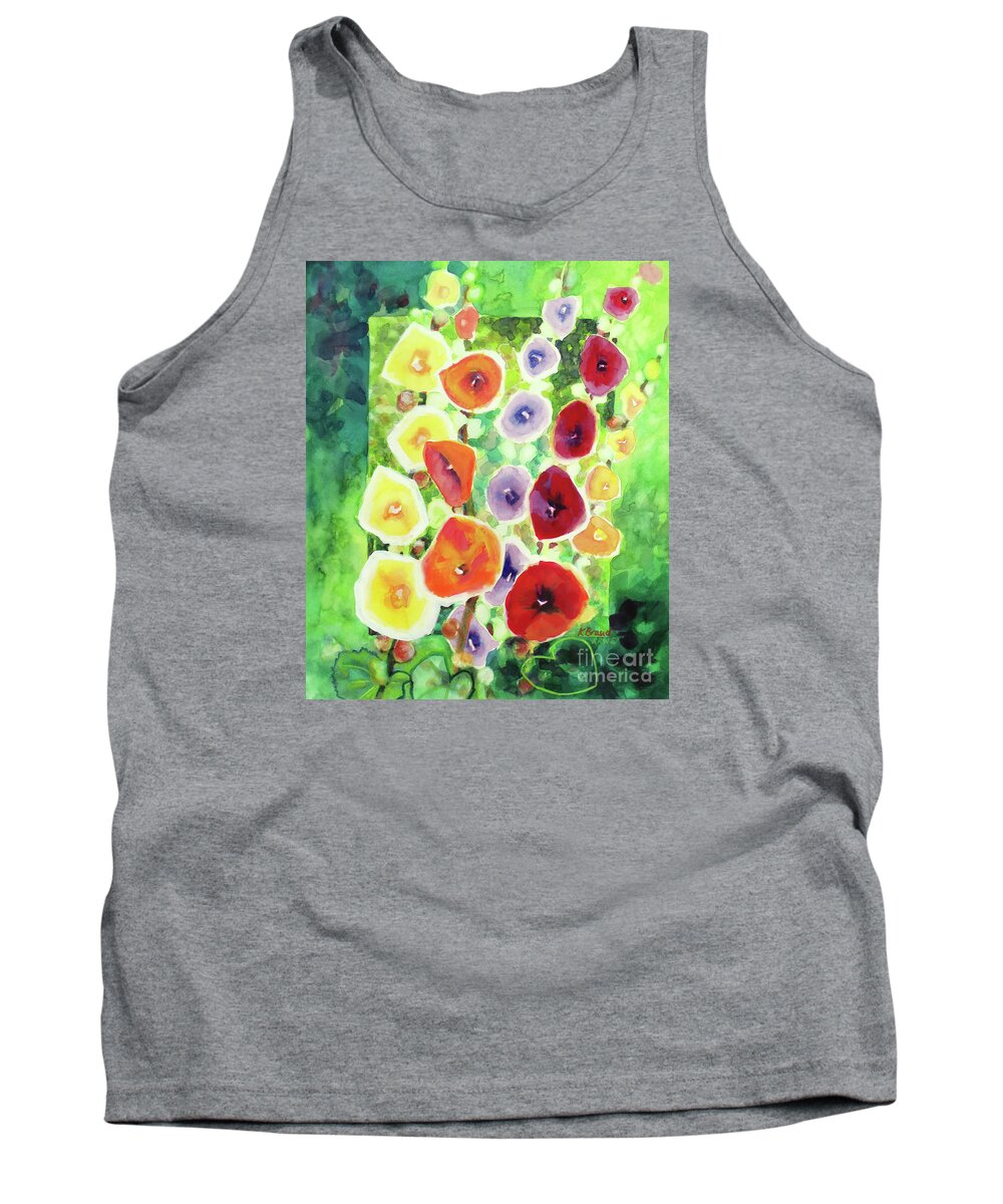 Painting Tank Top featuring the painting Framed in Hollyhocks by Kathy Braud