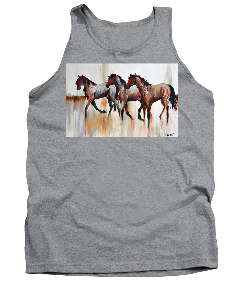 Horse Tank Top featuring the painting Free Spirits by Cher Devereaux