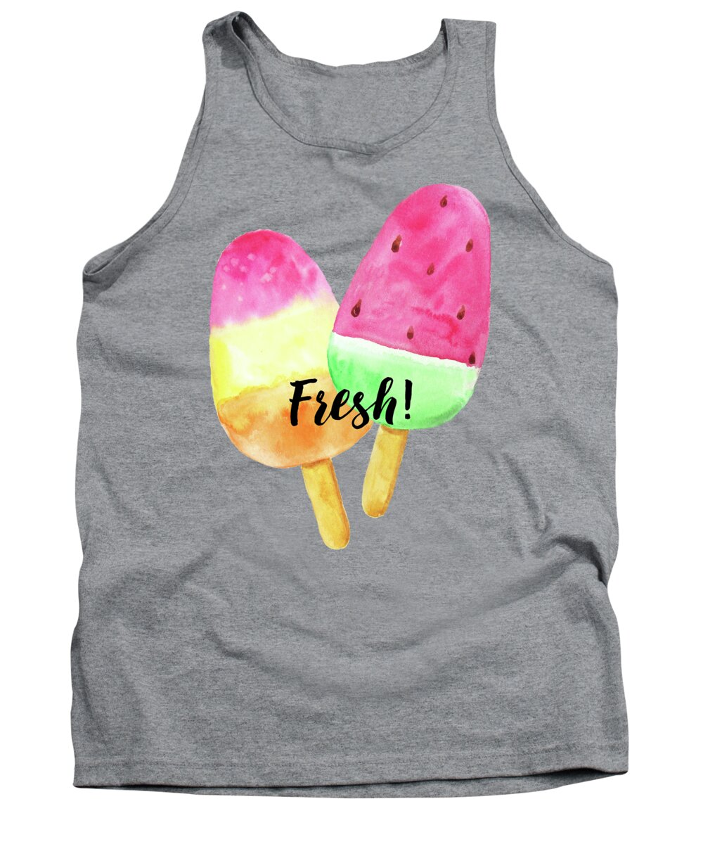 Fresh Tank Top featuring the painting Fresh summer refreshing fruit popsicles by Tina Lavoie