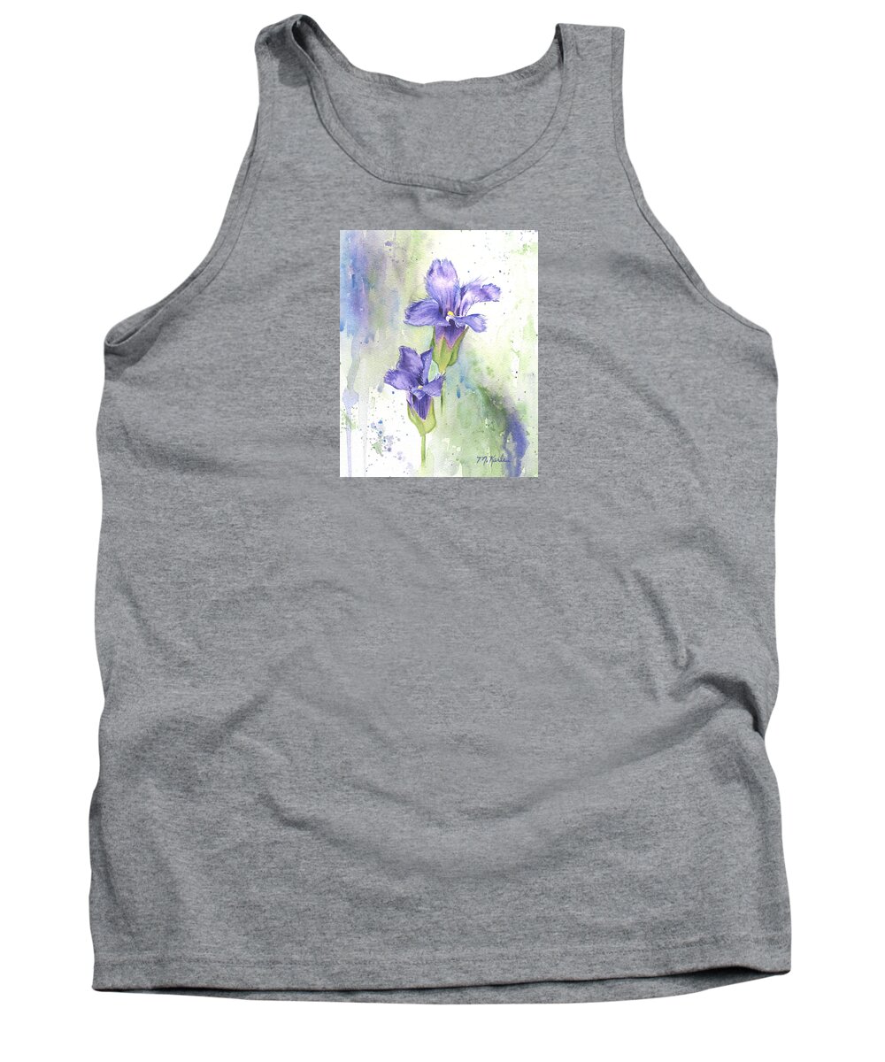 Flower Tank Top featuring the painting Fringed Gentian by Marsha Karle