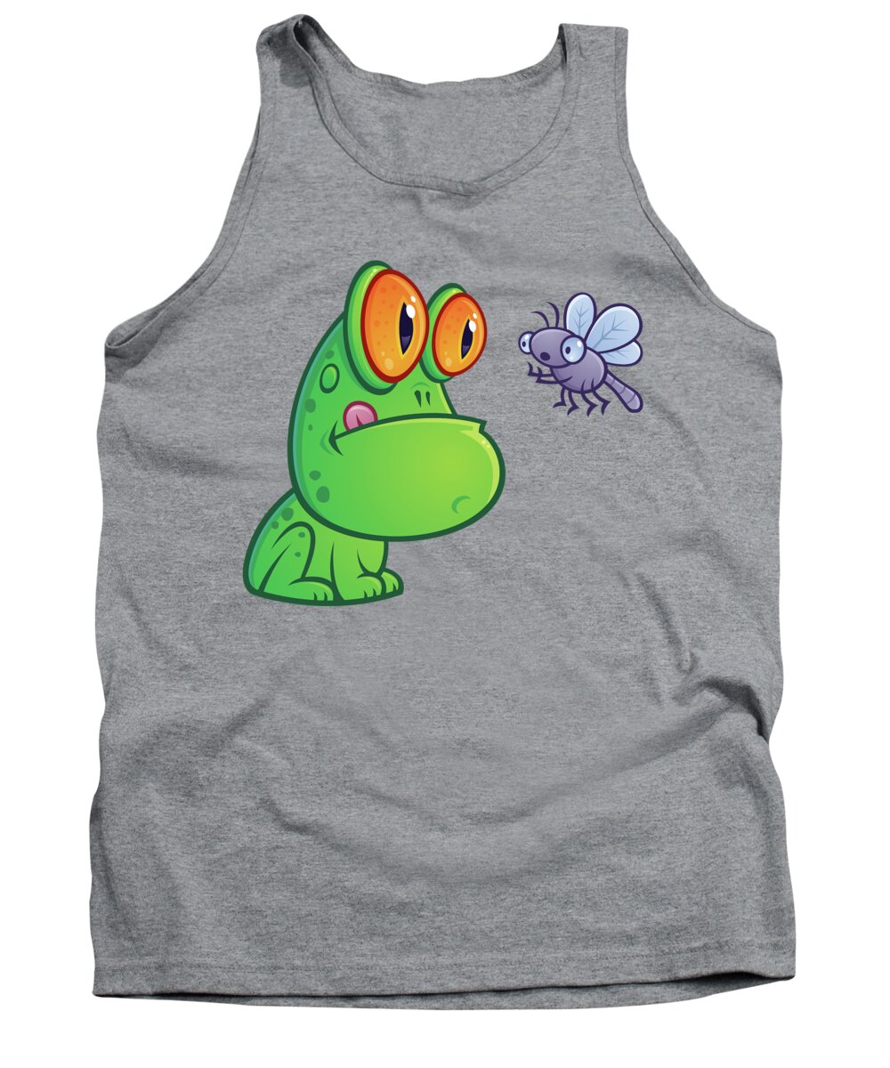 Frog Tank Top featuring the digital art Frog and Dragonfly by John Schwegel