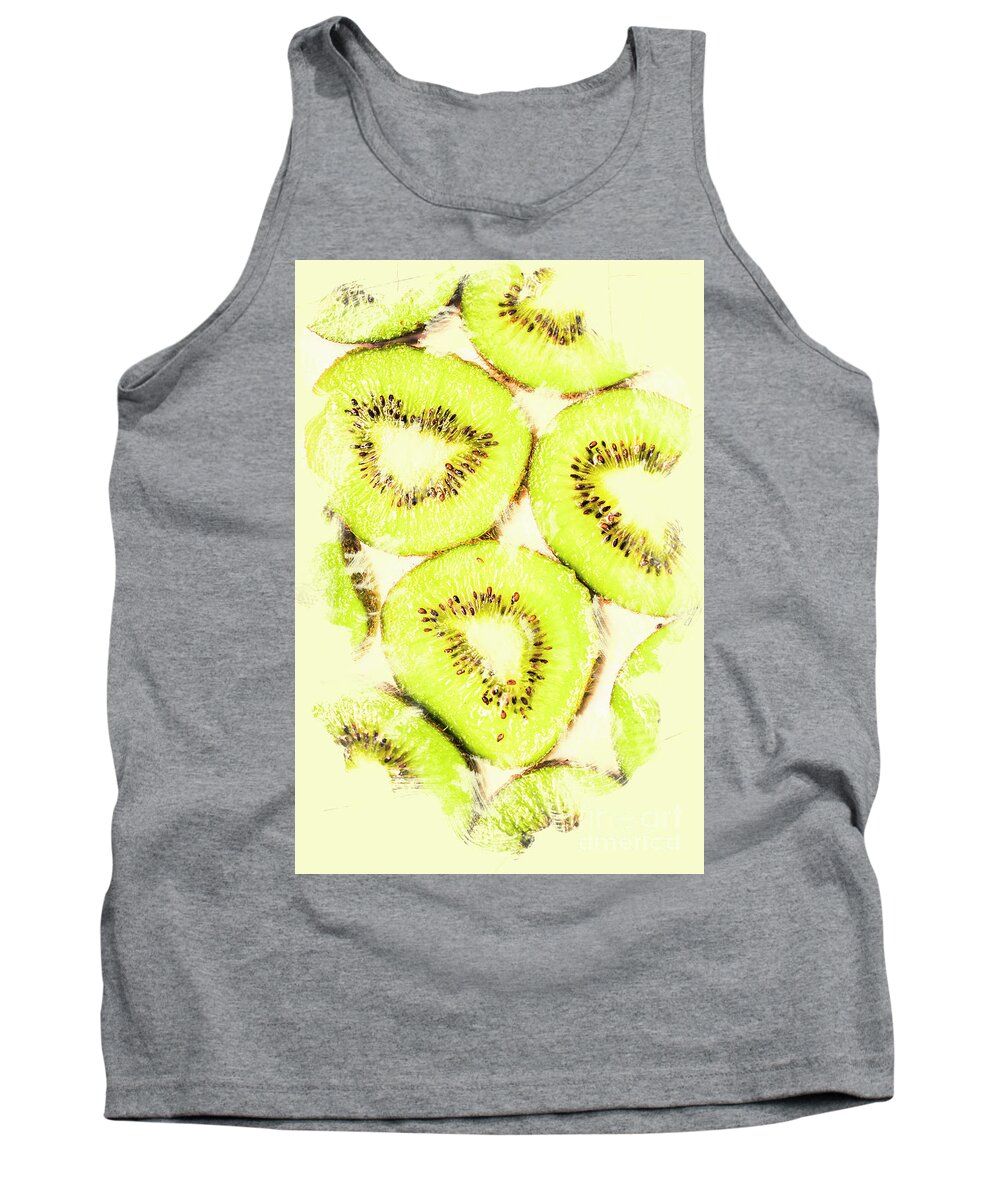 Fruits Tank Top featuring the photograph Full Frame Shot Of Fresh Kiwi Slices With Seeds by Jorgo Photography