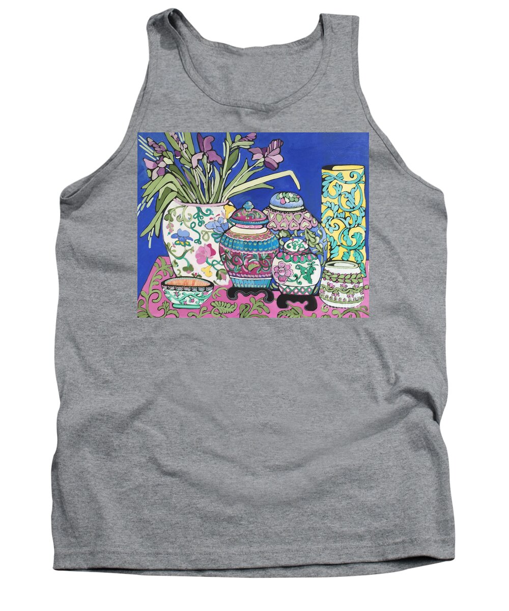 Ginger Jars Tank Top featuring the painting Ginger Jars by Rosemary Aubut