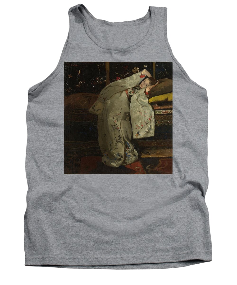 Painting Tank Top featuring the painting Girl in a White Kimono, 1894 by Vincent Monozlay