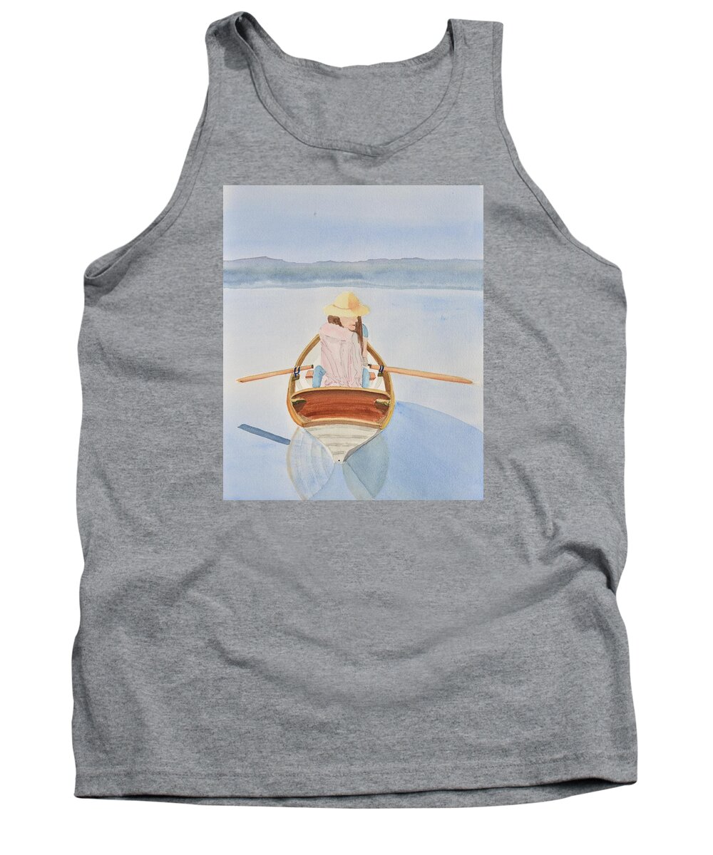 Linda Brody Tank Top featuring the painting Girl in Rowboat by Linda Brody