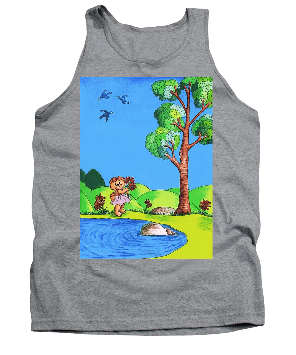 Bear Tank Top featuring the painting Girly Bear by Christina Wedberg