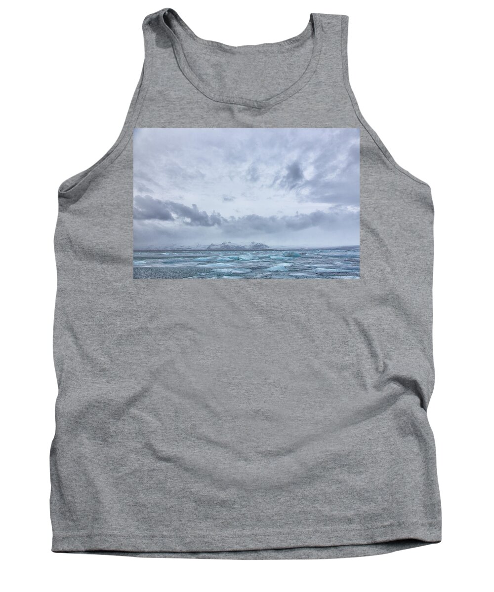 Glacial Lagoon Tank Top featuring the tapestry - textile Glacial Lagoon Iceland by Kathy Adams Clark