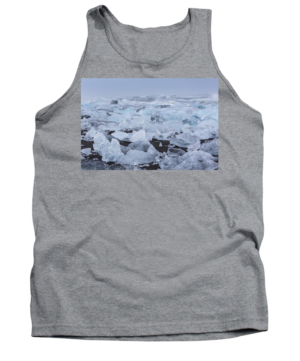 Glacial Lagoon Tank Top featuring the tapestry - textile Glacier Ice by Kathy Adams Clark