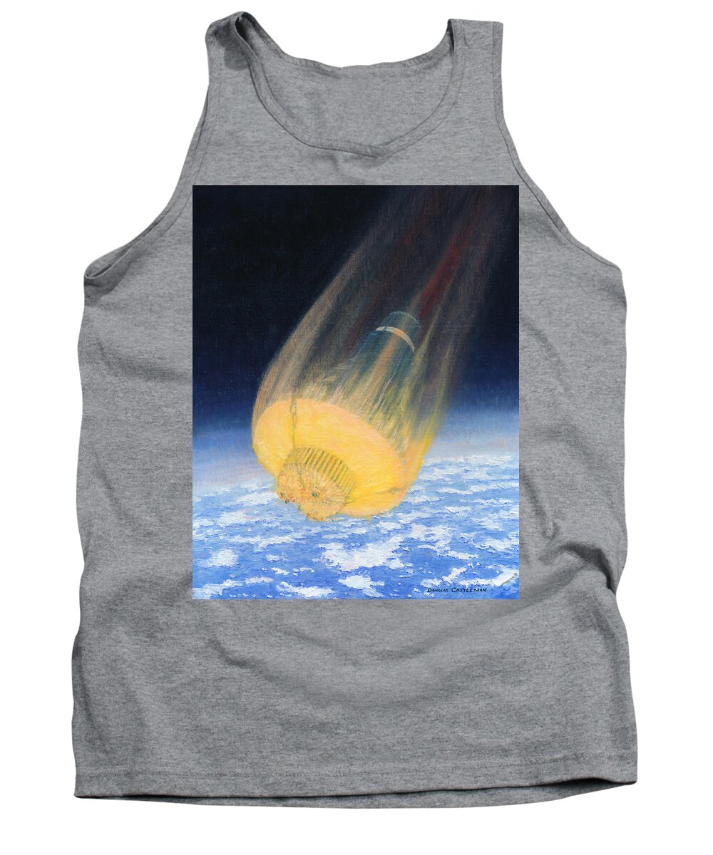 Space Tank Top featuring the painting Glenn's Re-entry by Douglas Castleman