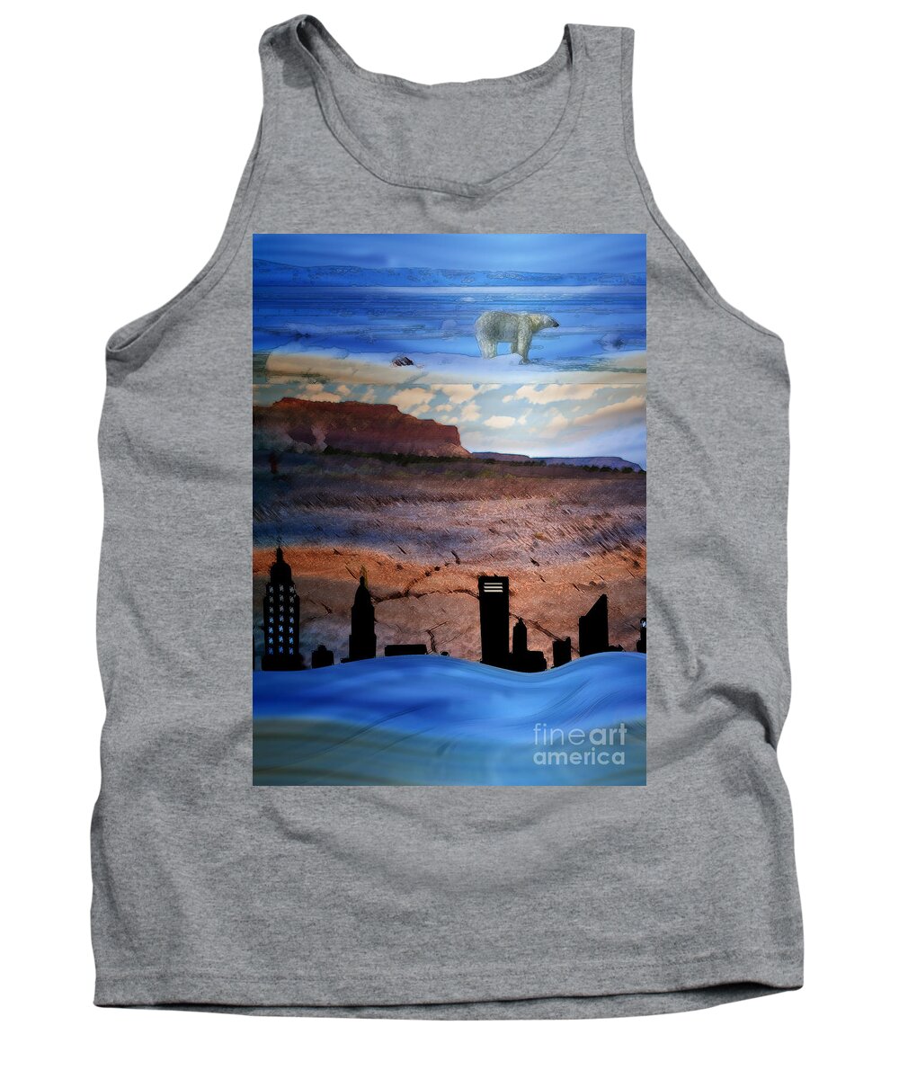 Globe Tank Top featuring the digital art Global Care Be Aware by Shelley Myers