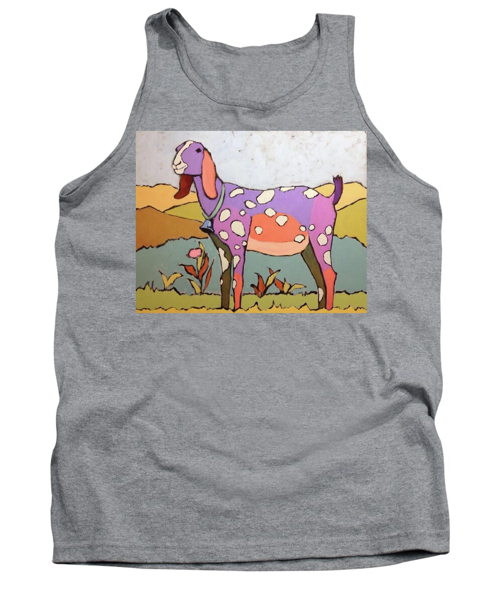 Nubian Goat Tank Top featuring the painting Goat of Many Colors by Ande Hall