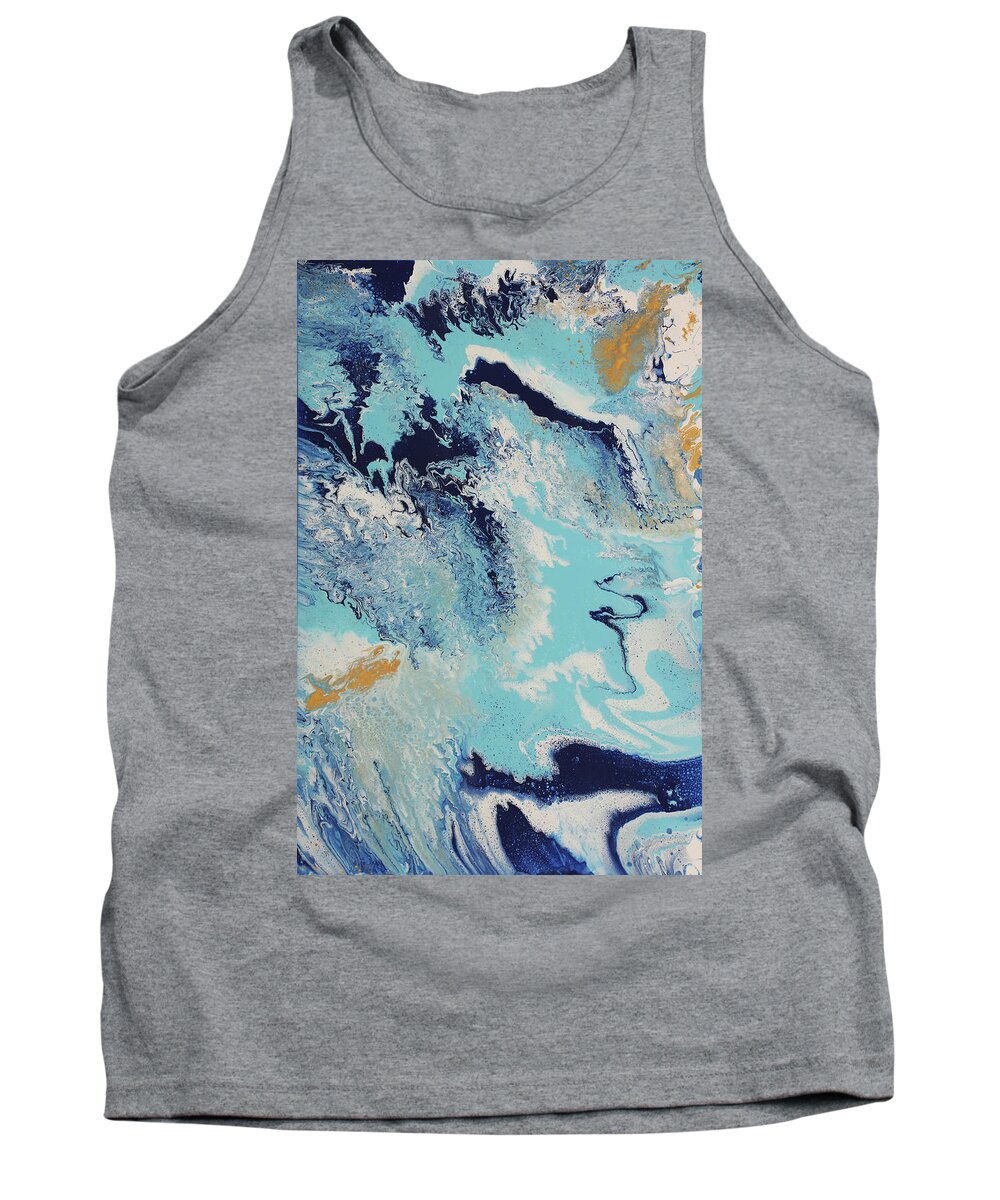 Ocean Tank Top featuring the painting Gold Strike by Tamara Nelson