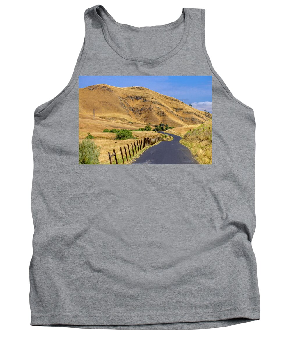 Antioch Tank Top featuring the photograph Golden East Bay Hills by Robin Mayoff