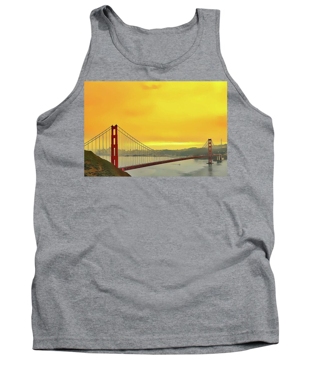 Golden Gate Tank Top featuring the painting Golden Gate by Harry Warrick