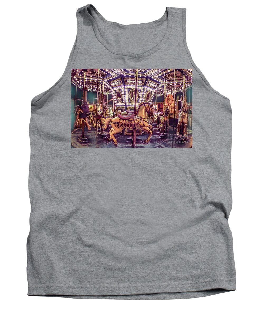 Merry-go-round Tank Top featuring the photograph Golden Hobby Horse by Sandy Moulder