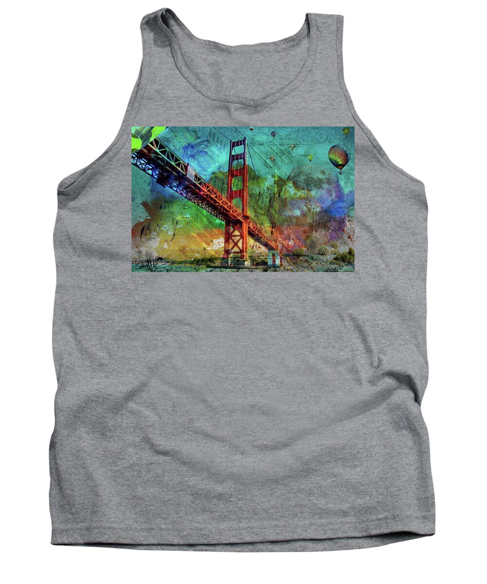 Grunge Tank Top featuring the digital art Golden by Ricardo Dominguez