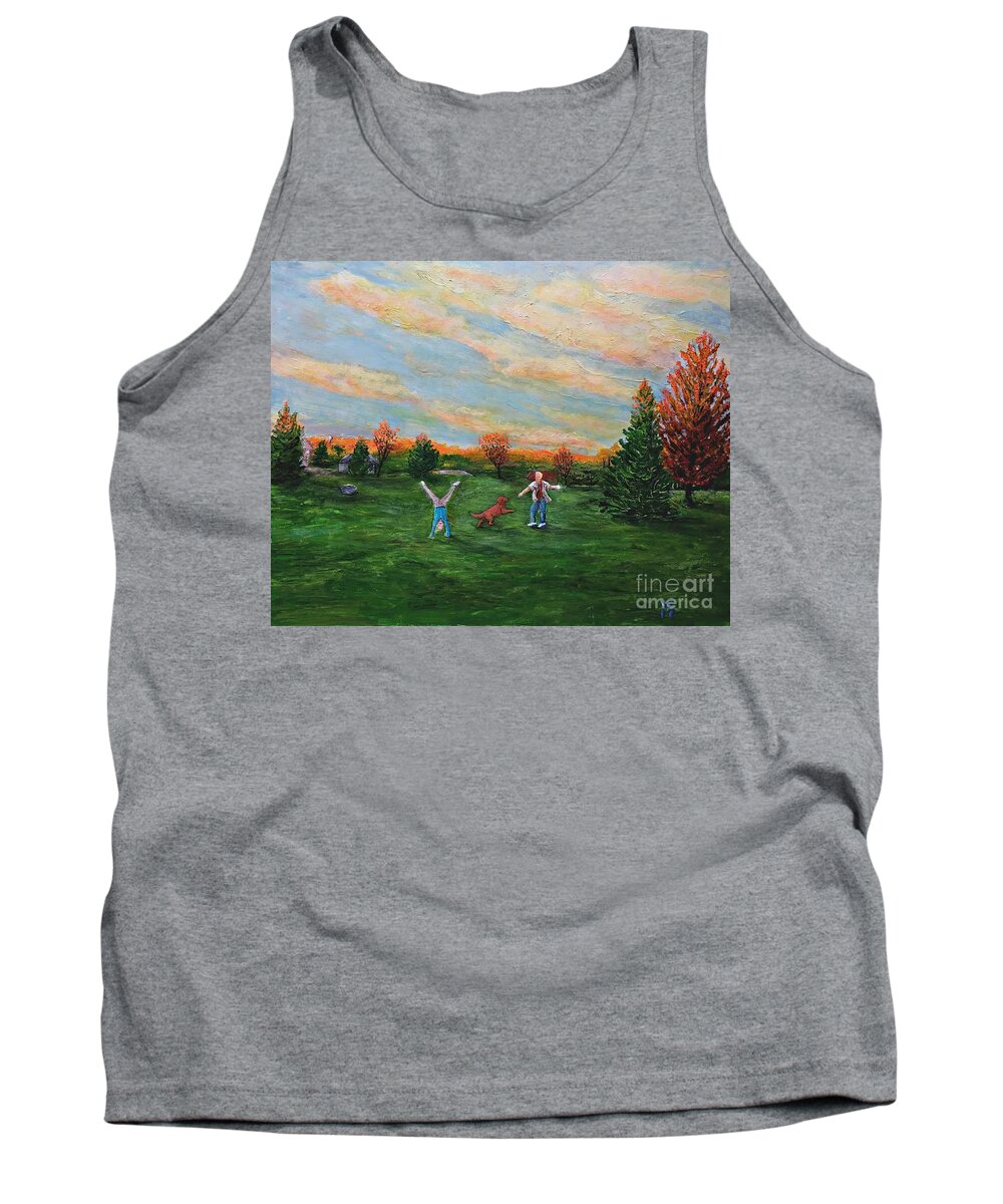 Goldenview Tank Top featuring the painting Goldenview by Richard Wandell