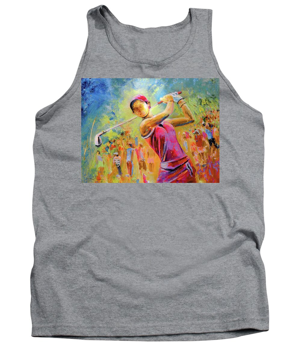 Sports Tank Top featuring the painting Golf Attitude by Miki De Goodaboom