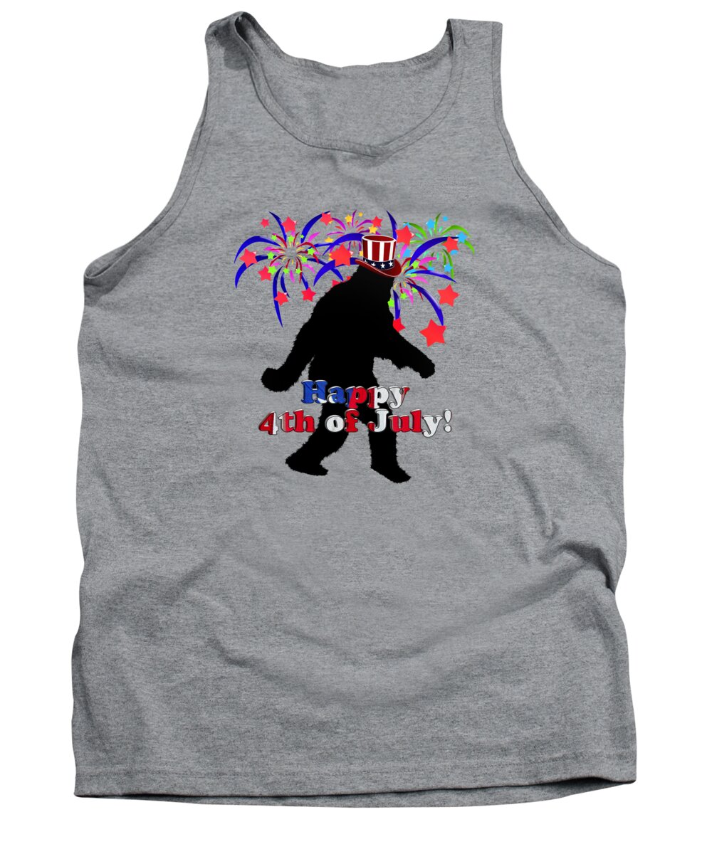 Sasquatch Tank Top featuring the digital art Gone Squatchin - 4th of July by Gravityx9 Designs