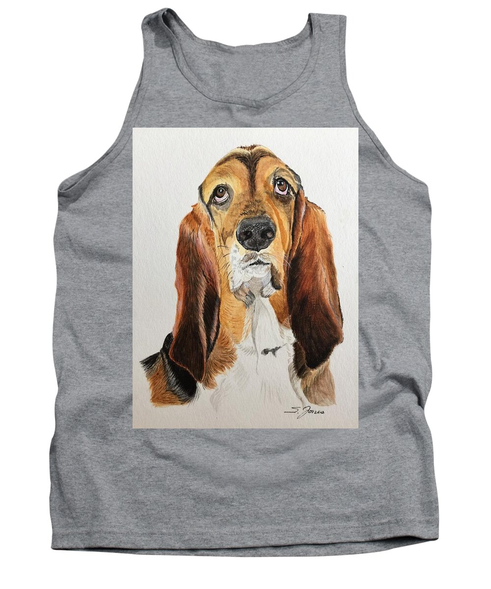Basset Hound Tank Top featuring the painting Good Grief by Sonja Jones