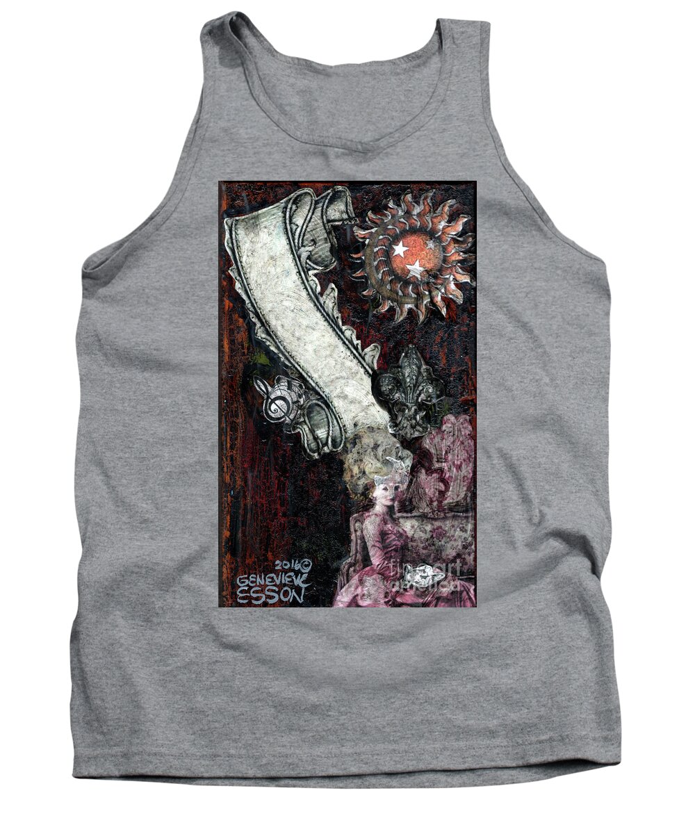 Marie Antoinette Tank Top featuring the mixed media Gothic Punk Goddess by Genevieve Esson