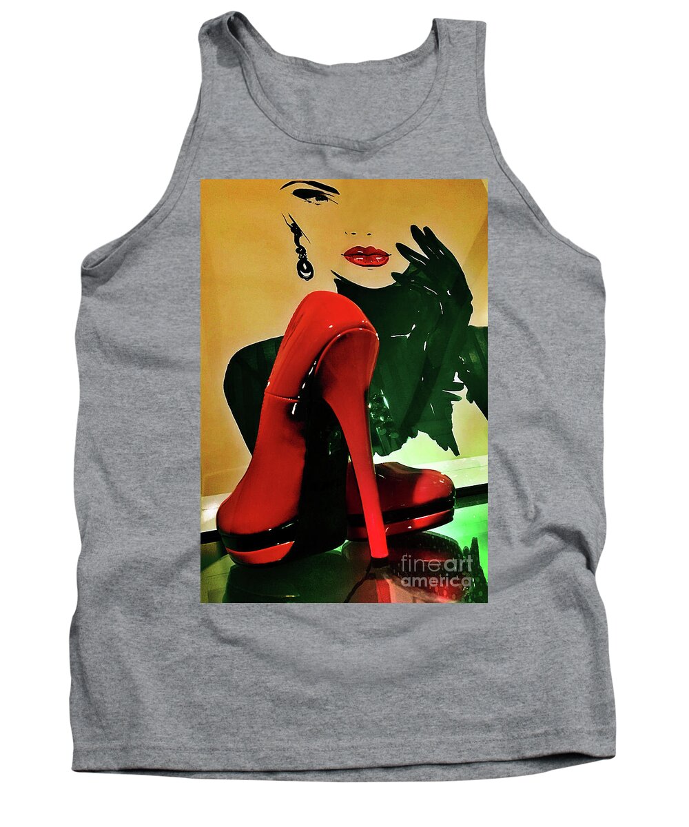 Grace Tank Top featuring the photograph Grace with Red High Heels by Eva-Maria Di Bella