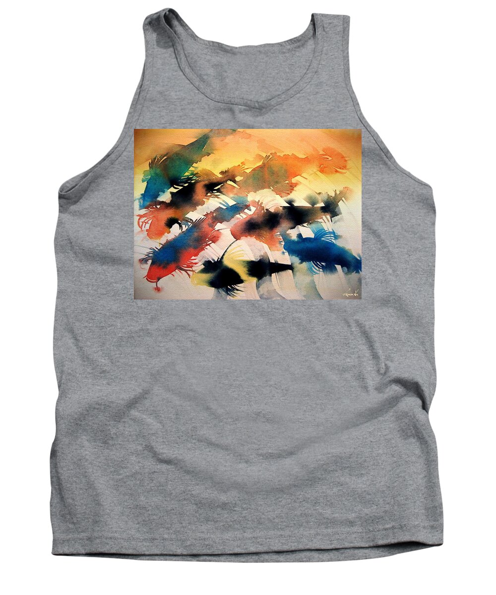 Nature Tank Top featuring the painting Gracefully by Frances Ku