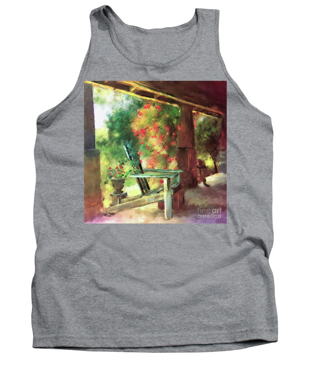 Porch Tank Top featuring the digital art Gramma's Front Porch by Lois Bryan
