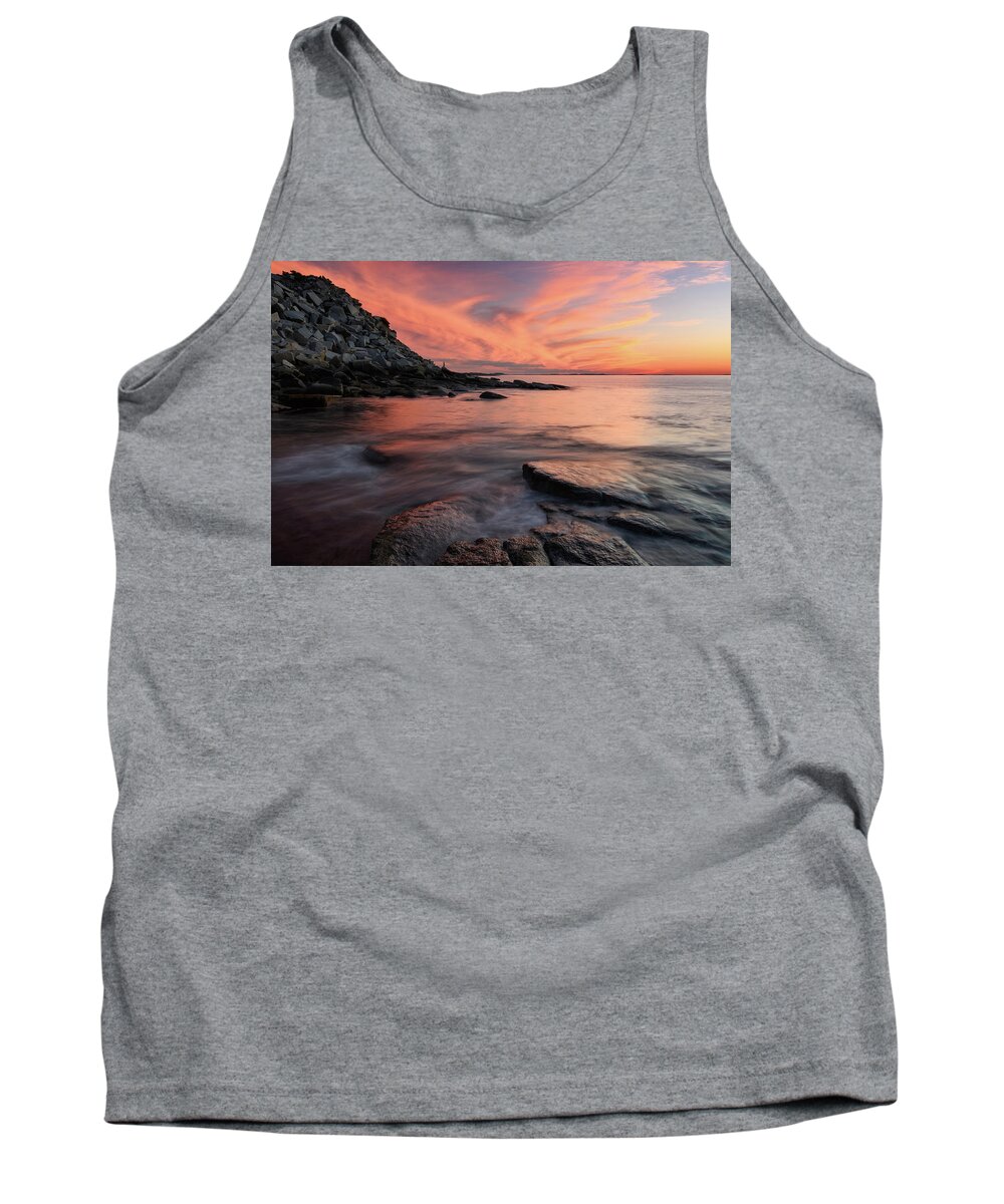 Granite Sunset Tank Top featuring the photograph Granite Sunset Rockport MA. by Michael Hubley