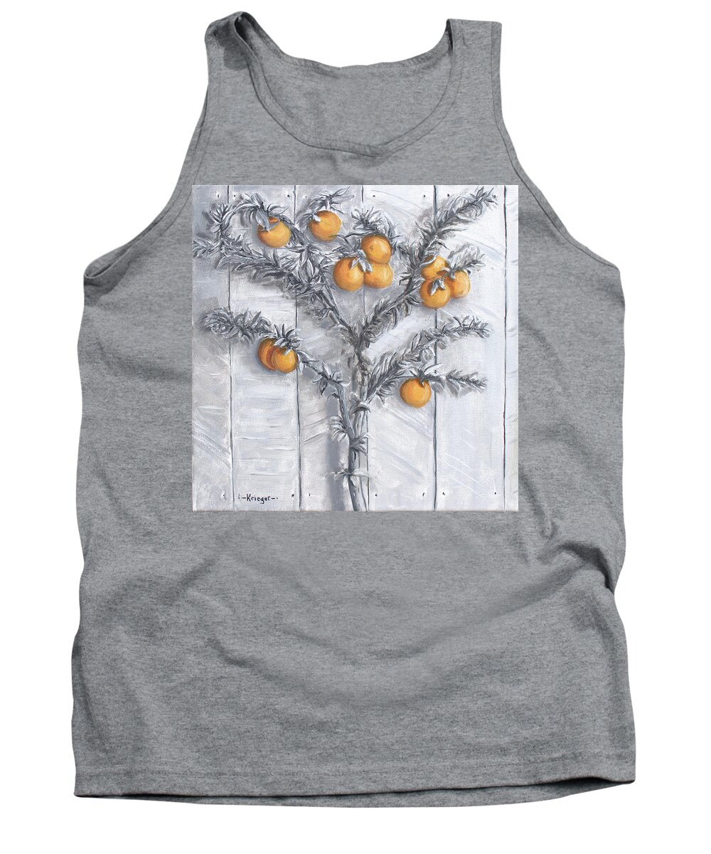 Oranges Tank Top featuring the painting Grayscale Oranges by Stephen Krieger