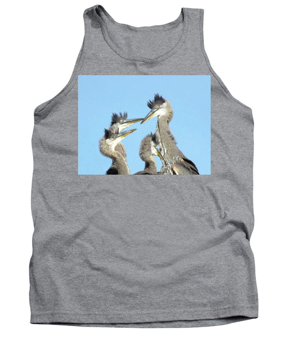 Great Blue Heron Tank Top featuring the photograph Great Blue Heron Discussion by Pat Miller