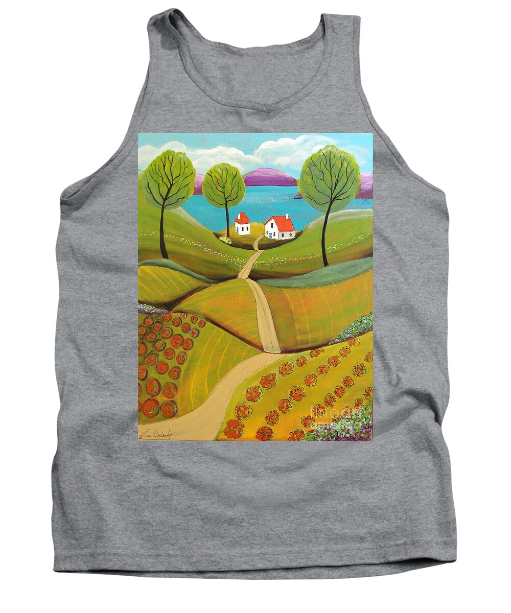 Trees Tank Top featuring the painting Green Hills by Lee Owenby