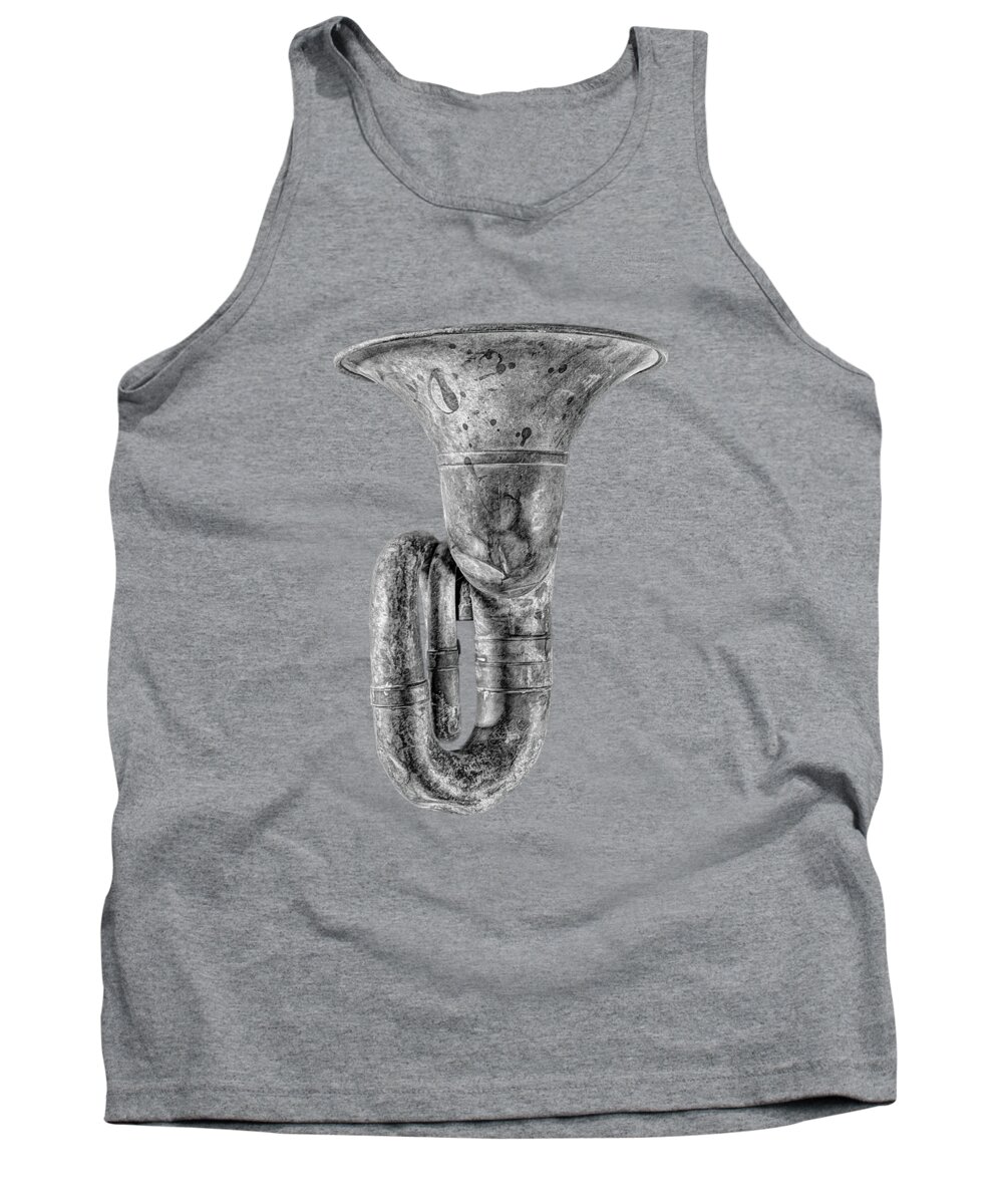 Antique Tank Top featuring the photograph Green Horn Up BW by YoPedro