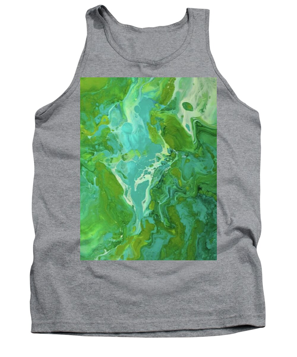 Water Tank Top featuring the painting Green Waters by Kathy Sheeran