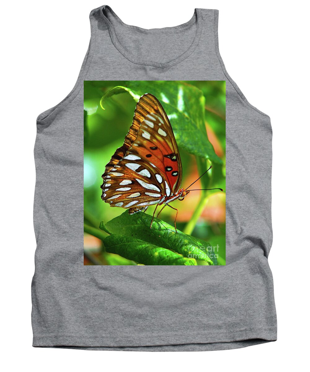 Butterfly Tank Top featuring the photograph Gulf Fritillary by Larry Nieland
