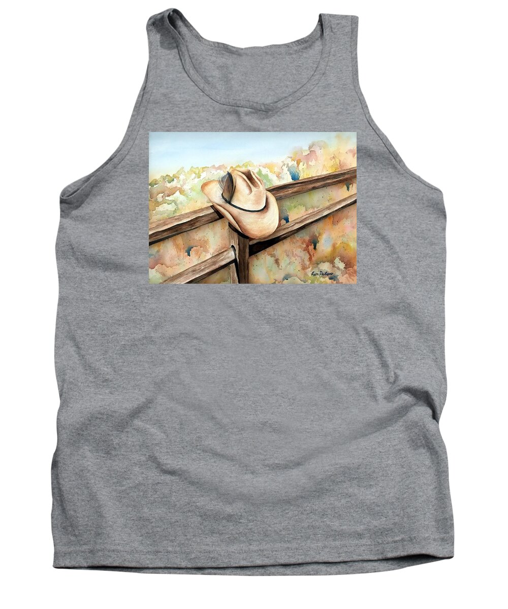 Cowboy Hat Tank Top featuring the painting Hang em high by Lyn DeLano